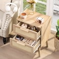 thumbnail image 3 of LEYAOYAO Rattan Nightstand Set of 2, Bedside Table with 2 Storage Drawers, End Table Night Stand for Bedroom, Kids Room, Natural Oak, 3 of 7