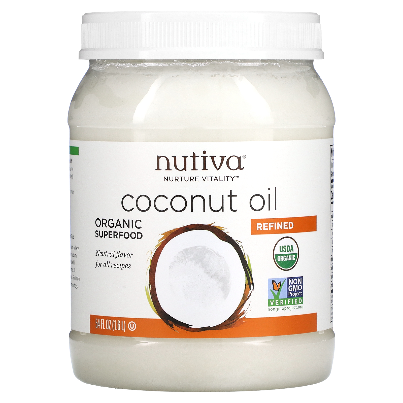 Coconut Oil, Refined, 54 fl oz (1.6 l), Nutiva