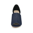 thumbnail image 6 of BLISSFUL STEP Denim Open Toe Chunky Heel Slide Sandals, 6 of 6