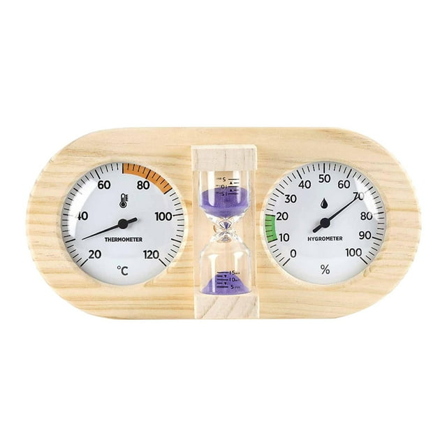 Termómetro higrómetro para sauna, reloj de arena, medidor de temperatura y humedad para el hogar. Violeta
