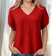 thumbnail image 7 of Enridrech Cotton Blouse for Women Fashion V Neck Shirt Tops Comfort Summer Short Sleeve Casual Loose Solid Color Top, 7 of 7