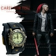 thumbnail image 6 of Avaner Vintage Leather Watches for Men Retro Punk Cuff Watch Wide Band Quartz Watches for Halloween, 6 of 8