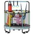 thumbnail image 3 of MIERES 55" Kids Trampoline with Swing & Basketball Hoop, 500lbs Heavy Duty Reinforced Frame, 7-in-1 Indoor/Outdoor Play Center with Safety Net for Toddlers Ages 3-8, Blue Dinosaur, 3 of 9