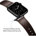 thumbnail image 4 of Compatible con Apple Watch Band 45 mm 44 mm 42 mm, correa de repuesto de correa de cuero genuino compatible con Apple Watch Series 7/6/5/4/3/2/1/SE, marrón oscuro JFHHH pequeña, 4 of 5