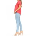 thumbnail image 4 of Women's Casual Solid Round Neck Blouse with Short Sleeves and Keyhole, 4 of 6