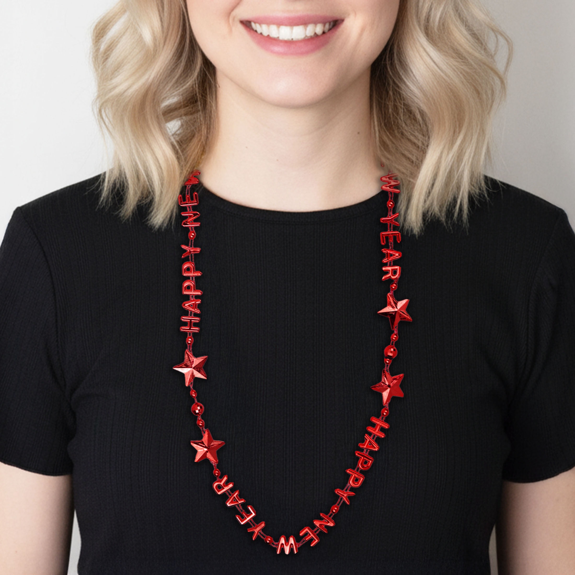 Colliers de perles rouges du Nouvel An, lot de 2, décorations festives, une façon originale de célébrer avec style, pour adultes