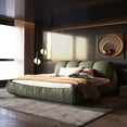 thumbnail image 5 of King Size Bed Frame, Luxury Upholstered Platform Bed With Comfy Padded Backrest, Oversize Platform Bed Frame With Solid Wood Frame, High Capacity, Suitable For Multiple Heights of Mattresses, Green, 5 of 9