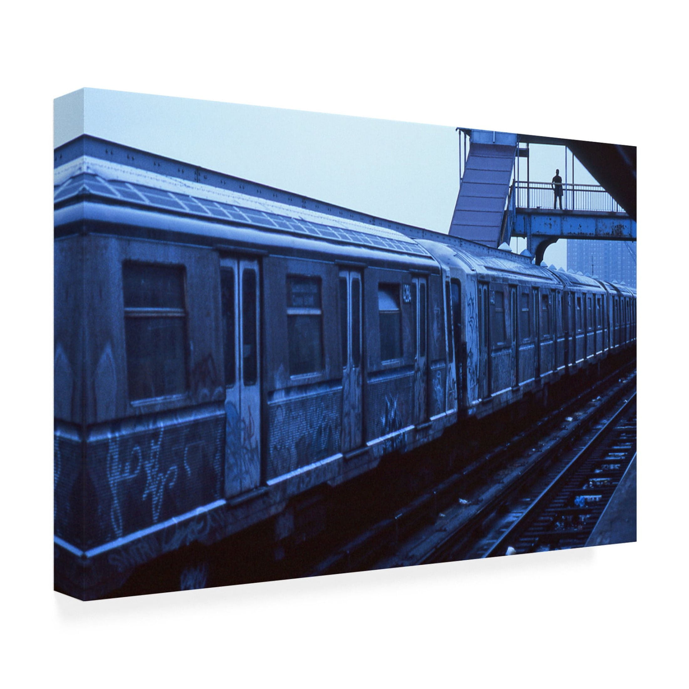 Canvas Wall Art - Dieter Matthes 'The Train From The Series Qnew York Bluesq ' Wall Art for Living Room, Bedroom, or Office Décor by Trademark Fine Art - 32 x 22 Inches
