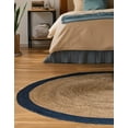 thumbnail image 5 of Unique Loom Braided Jute Collection Area Rug - Goa (3' 3" Round Natural/Navy Blue), 5 of 6