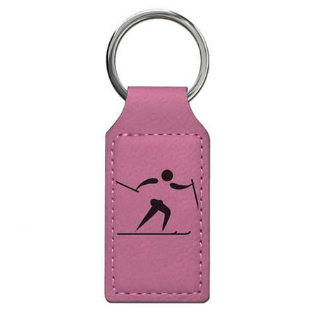 Keychain - Skier Cross Country - Personalized Engraving Included (Pink
