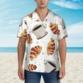 thumbnail image 4 of Coffee Croissant Pattern Hawaiian Shirts For Men, Summer Short-Sleeve Relaxed-Fit Button-Down Shirts Medium, 4 of 9
