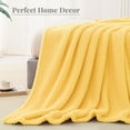 thumbnail image 5 of Whale Flotilla Twin Size Fuzzy Fleece Blanket, 60"x80" Fluffy Lightweight Soft Jacquard Bed Blankets for All Seasons, Warm and Cozy, Yellow, 5 of 11