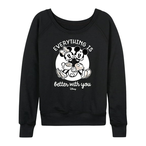 Disney Mickey & Friends - Mickey & Minnie Everything is Better with You - Women's Lightweight French Terry Long Sleeve Shirt