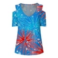 thumbnail image 3 of IROINNID 4th of July T-Shirt For Women Fashion Summer Casual Strapless Blouse Top Cold Shoulder Women Tops USA 4th Of July, 3 of 4