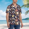 thumbnail image 2 of Lsque Cartoon Space 1 pattern Hawaiian Shirt for Men, Unisex Summer Beach Casual Short Sleeve Button Down Shirts-3X-Large, 2 of 9
