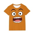 thumbnail image 2 of Blusas y camisas de manga corta con cuello redondo para niños y niñas, color liso, con estampado de expresión linda, manga corta, holgadas y cómodas, blusa para niña, 2 of 6
