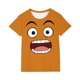 thumbnail image 2 of Blusas y camisas de manga corta con cuello redondo para niños y niñas, color liso, con estampado de expresión linda, manga corta, holgadas y cómodas, blusa para niña, 2 of 6