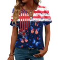thumbnail image 2 of LWavelet Fourth of July Shirts for Women Short Sleeve Tops V-Neck Casual Patriotic Floral Butterfly Graphic Tee Navy XL, 2 of 7