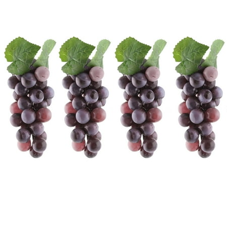 Grape Kitchen Decorations - Plastic Desk Table Decoration Simulation Artificial Fruit Grape Purple 4 Pcs