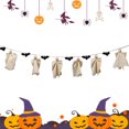 thumbnail image 1 of Guirnalda colgante de Halloween HBASD con diseño de ángel, fantasma y murciélago, banderines para fiesta de Halloween, decoración de chimenea para el hogar (ángel y murciélagos negros), 1 of 8