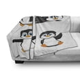 thumbnail image 3 of Baby Soft Flannel Fleece Throw Blanket, Penguin Cartoon Waving Standing Sliding Smiling Animal Humor Antarctica, Cozy Plush for Indoor and Outdoor Use, 70" x 90", Black Blue Orange, by Ambesonne, 3 of 6