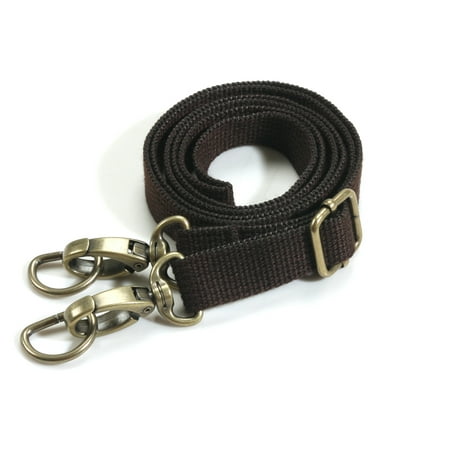 Satchel Style Shoulder Bag - Adjustable Webbing Shoulder Cross Strap with Bronze Style Ring, 28.7~51.6, Brown (44-1321)