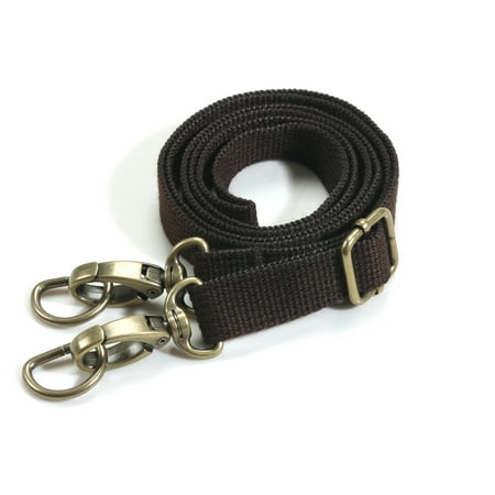 Adjustable Webbing Shoulder Cross Strap with Bronze Style Ring, 28.7~51.6, Brown (44-1321)