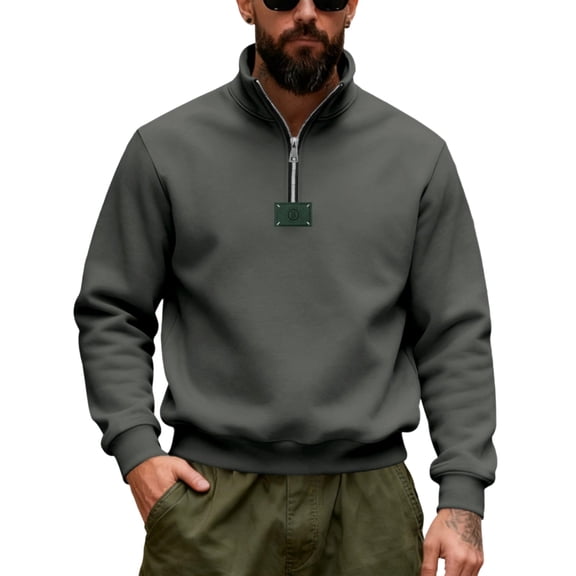 Long Sleeve Shirts for Men, 3/4 Zip Sweatshirt Men Long Sleeve Mock Neck Clothes Outside Jogging