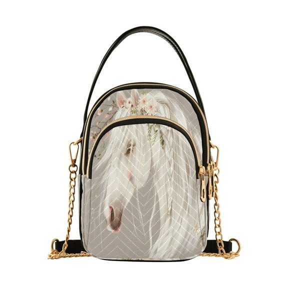 ALAZA Chain Crossbody Bags for Women Beautiful Horse with Hair Shoulder Handbag Phone Purse
