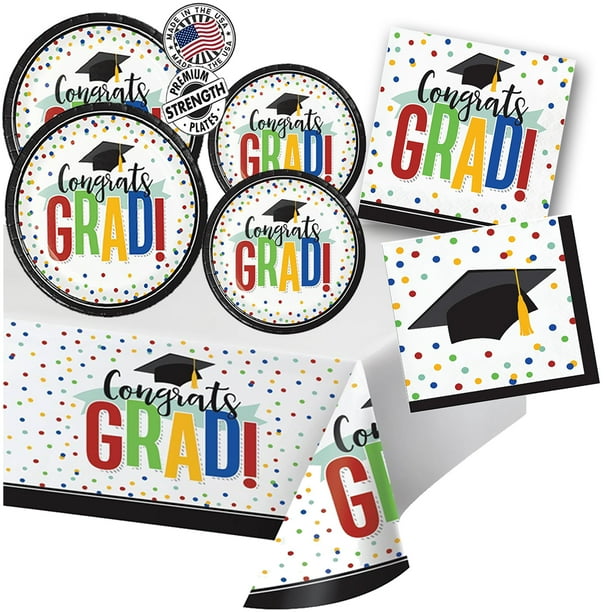 Graduation Party Supplies Tableware Set Colorful Grad Disposable
