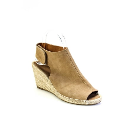 

Pre-owned|Maypol Womens Suede Peep Toe Espadrille Wedge Slingbacks Beige Size 38 8