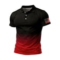 thumbnail image 2 of Men's US 250th Anniversary Gradient Polo Shirt with American Flag Patch and Short Sleeve Turn-Down Collar Featuring Quick Dry Fabric Black L, 2 of 4