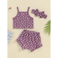 thumbnail image 4 of Biezeib Baby Girls 3 Piece Outfits Floral Print Sleeveless Camisole Tops and Elastic Ruffled Shorts Headband Set Summer Clothes, 4 of 9