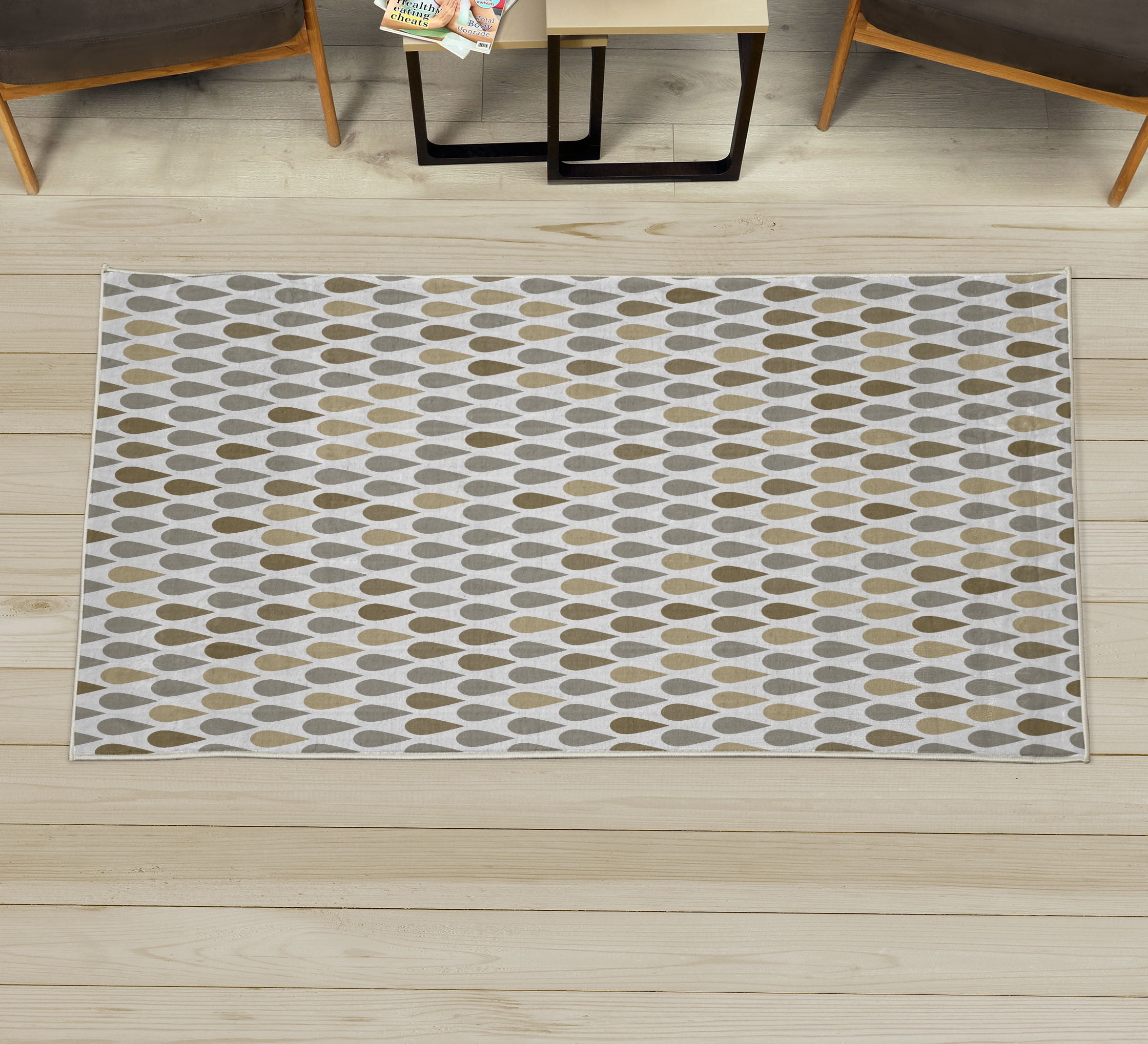 Nature Decorative Rug, Repeated Minimalist Rain Drops Splashes Tears of ...