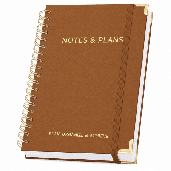 Undated Daily Planner with Hourly Schedule, 105-Day Spiral To Do List Notebook, Two-Page Daily Layout, 8.4" x 6.1", Camel