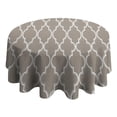 thumbnail image 4 of Brown Geometric Quatrefoil Pattern Round Tablecloth 60"x60",Wrinkle Wipeable Table Cloth for Kitchen Dining Room Picnic Patio Party, 4 of 6
