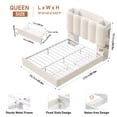 thumbnail image 4 of Hiphuta Queen Size Bed Frame with Storage Headboard and Side Storage Shelves, Upholstered LED Platform Bed with 2 Drawers and Charging Station, White, 4 of 8