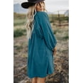 thumbnail image 2 of Women's Blue Corduroy Empire Waist Dress with Snap Buttons - [ZhiHiMeRi] | (US 16-18)XL, 2 of 12