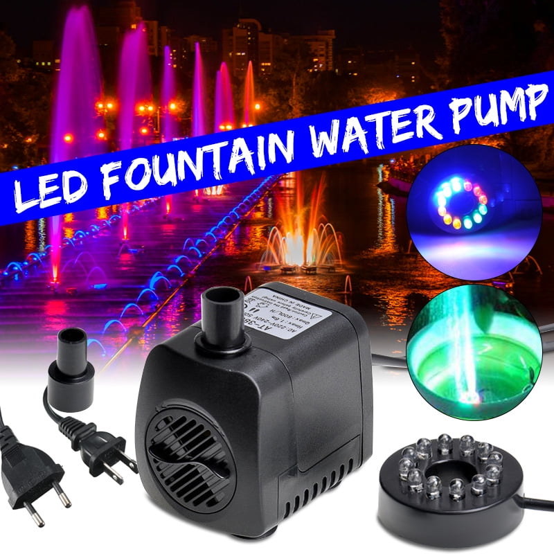 Water Fountain Pump with LED Light Super Silent Small Submersible Water