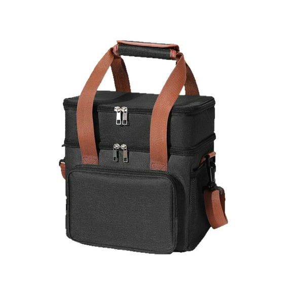 Insulated Lunch Bag & Lunch Box for Men - Double Deck Reusable Lunch Bag for Women Tote Cooler Bag Leakproof Soft Expandable - Large Lunchbox for Work/Adult/Picnic/Outdoor (Black，12L)