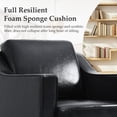 thumbnail image 6 of High Back Swivel Accent Chair with Plump Back Pillow, PU Leather Swivel Armchair for Living Room, Comfy Vintage Barrel Chair for Adults(Leather Black, Set of 2), 6 of 6