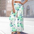 thumbnail image 6 of TRUBKH boho pants for women High Waist Wide Leg Pants Floral Solid Long Palazzo Pants Womens Summer Casual High Waist Pant 2025 Beach Vacation Outfits summer pants for women boho pants Mint Green L, 6 of 7