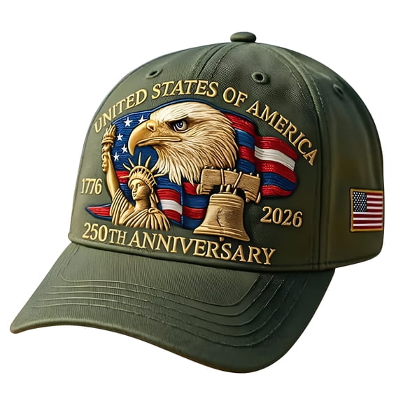 TELOLY 2026 New Eagle & Liberty – United States 250Th Anniversary Hat, Adjustable Anniversary Patriotic Baseball Cap Retro Casual Outdoor Cap (Green)