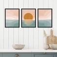 thumbnail image 2 of PixonSign Framed Canvas Print Wall Art Set - Pastel Ocean Sunshine Sunset Horizon Art - Set of 3 Nature Wilderness Landscape Wall Décor for Living Room, Bedroom - 12"x16"x3 Panels Black, 2 of 5