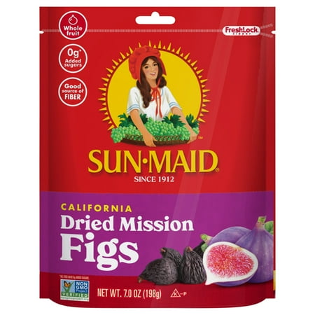 Sun-Maid® California Dried Mission Figs 7oz Resealable Stand-Up Zipper Bag