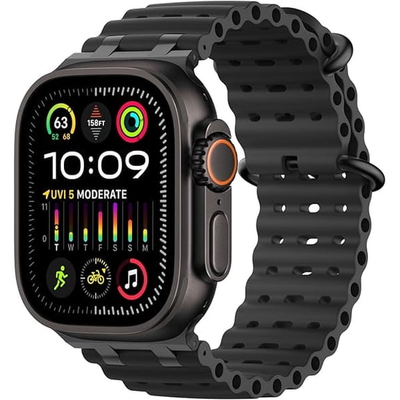 Ocean Band Compatible with Apple Watch Ultra 3/2/1 49mm, Upgraded Silicone Sports Bands 46mm 45mm 44mm for Men Women, Series 11/10/9/8/7/6/5 SE3/2/1 Breathable Strap with Metal Connector