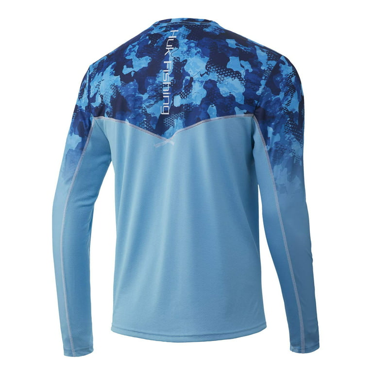 Huk Men's Icon X Performance Long Sleeve Fishing Shirt (Blue Camo