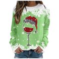 thumbnail image 2 of WEAIXIMIUNG Sweatshirts Grande Taille pour Femmes Mode Hiver Décontracté Rouge Verre Flocon de Neige Imprimé de Noël Col Rond Manches Longues Sweat à Capuche, 2 of 4