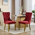 thumbnail image 3 of 2 Pieces Luxury Velvet Dining Chairs with Wood Legs Tufted Back Modern Seating for Kitchen, Bedroom & Living Room, 3 of 13