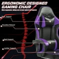 thumbnail image 5 of Purple Pro Gaming Chair w/ Footrest - 400lb Heavy Duty Ergonomic Computer Chair, PU Leather Recliner for Big & Tall Adults, 90°-155° Adjustable, 5 of 16